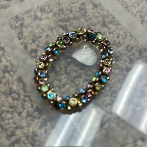 Gold and Blue Beaded Bracelet with Elastic Design